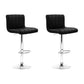 Set of 2 Glasgow Line Style PU Leather Bar Stools - Black