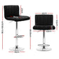 Set of 4 Glasgow Line Style PU Leather Bar Stools - Black