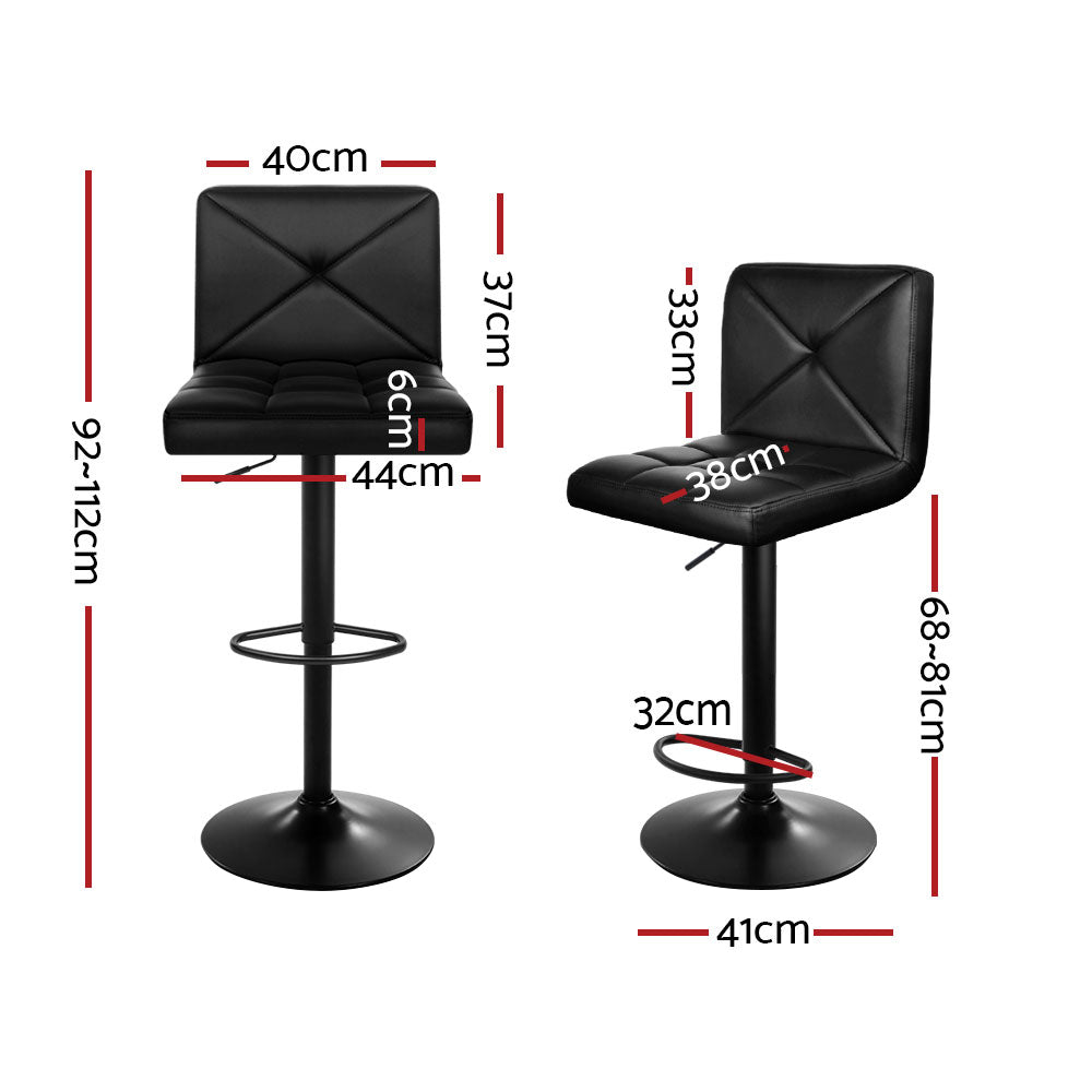 Set of 4 Marousi Bar Stools PU Leather Criss Cross Style - Black