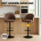 Set of 4 Balvi Bar Stools Kitchen Swivel Gas Lift Counter Chair Shell Leather - Brown