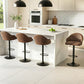 Set of 4 Balvi Bar Stools Kitchen Swivel Gas Lift Counter Chair Shell Leather - Brown