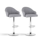 Set of 2 Balvi Bar Stools Kitchen Swivel Gas Lift Counter Chair Shell Leather - Grey