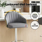 Set of 2 Balvi Bar Stools Kitchen Swivel Gas Lift Counter Chair Shell Leather - Grey