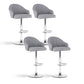 Set of 4 Balvi Bar Stools Kitchen Swivel Gas Lift Counter Chair Shell Leather - Grey