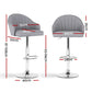 Set of 4 Balvi Bar Stools Kitchen Swivel Gas Lift Counter Chair Shell Leather - Grey