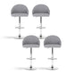 Set of 4 Balvi Bar Stools Kitchen Swivel Gas Lift Counter Chair Shell Leather - Grey