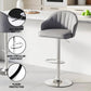 Set of 4 Balvi Bar Stools Kitchen Swivel Gas Lift Counter Chair Shell Leather - Grey