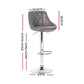 Set of 2 Corfu Bar Stools PU Leather Diamond Style - Grey