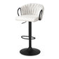 Caraz Bar Stool Single Kitchen Dining Chair Counter Stool Woven Velvet - Ivory