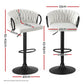 Caraz Bar Stool Single Kitchen Dining Chair Counter Stool Woven Velvet - Ivory
