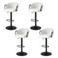 Set of 4 Caraz Bar Stool Kitchen Dining Chair Counter Gaslift Woven Velvet - Ivory