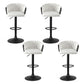 Set of 4 Caraz Bar Stool Kitchen Dining Chair Counter Gaslift Woven Velvet - Ivory