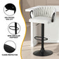 Set of 4 Caraz Bar Stool Kitchen Dining Chair Counter Gaslift Woven Velvet - Ivory