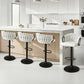 Set of 4 Caraz Bar Stool Kitchen Dining Chair Counter Gaslift Woven Velvet - Ivory