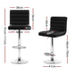 Set of 4 Bergamo PU Leather Lined Pattern Bar Stools - Black & Chrome