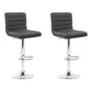 Set of 2 Bergamo PU Leather Lined Pattern Bar Stools - Grey