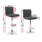 Set of 4 Bergamo PU Leather Lined Pattern Bar Stools - Grey and Chrome