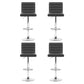 Set of 4 Bergamo PU Leather Lined Pattern Bar Stools - Grey and Chrome