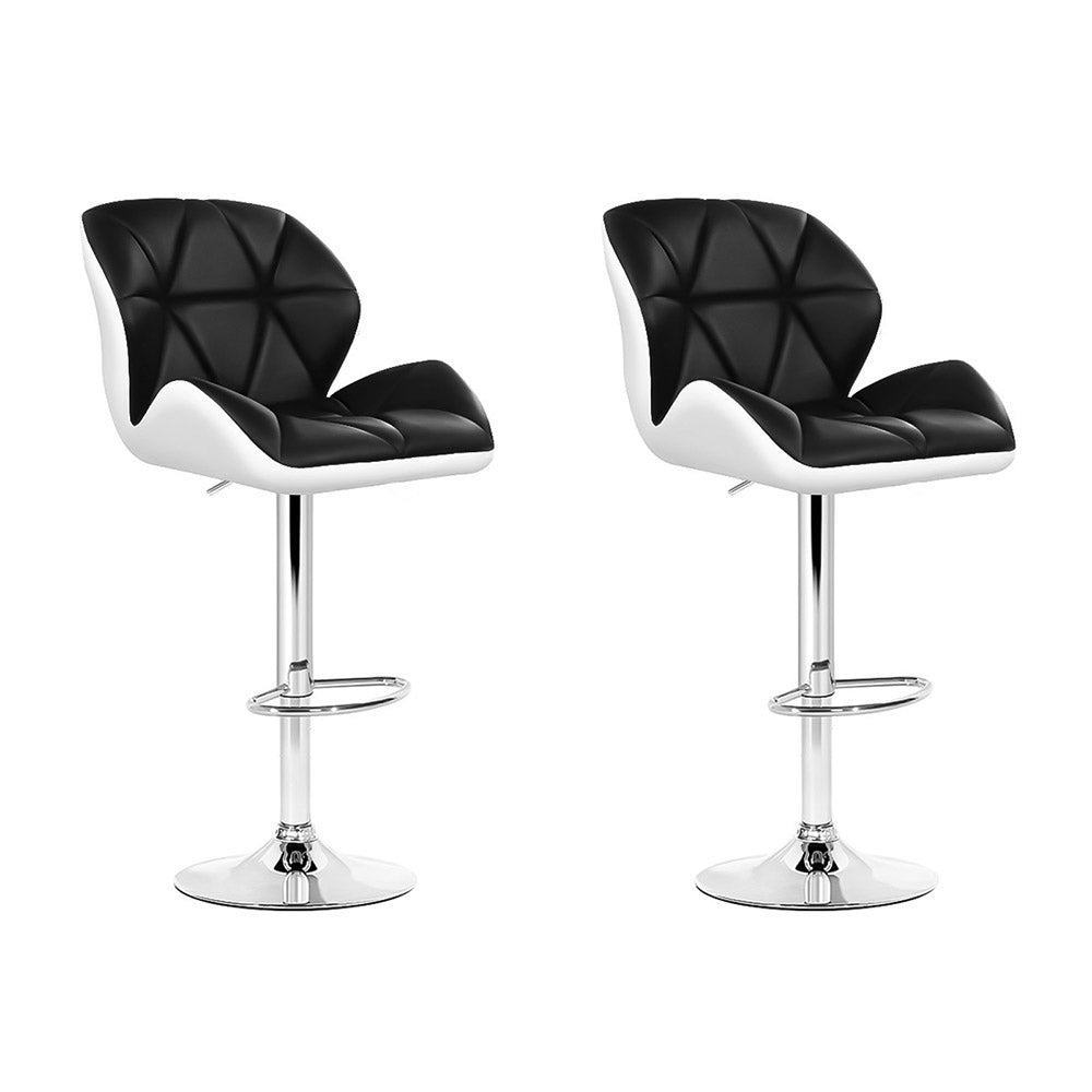 Set of 2 Exeter Kitchen Bar Stools - White, Black & Chrome