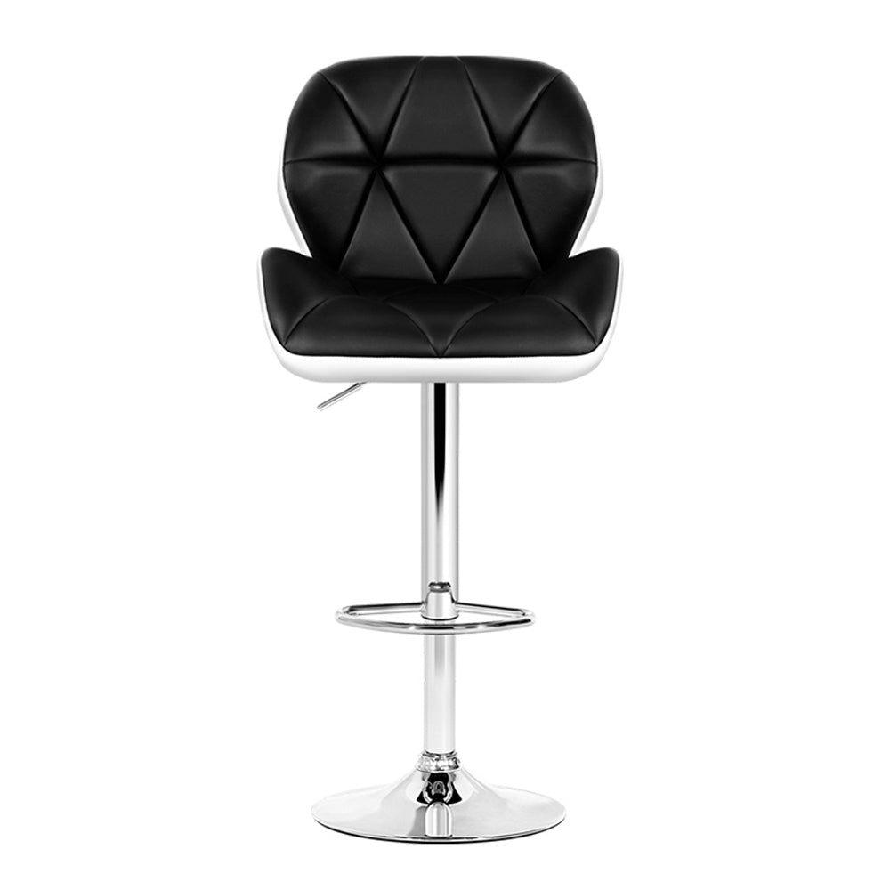 Set of 2 Exeter Kitchen Bar Stools - White, Black & Chrome