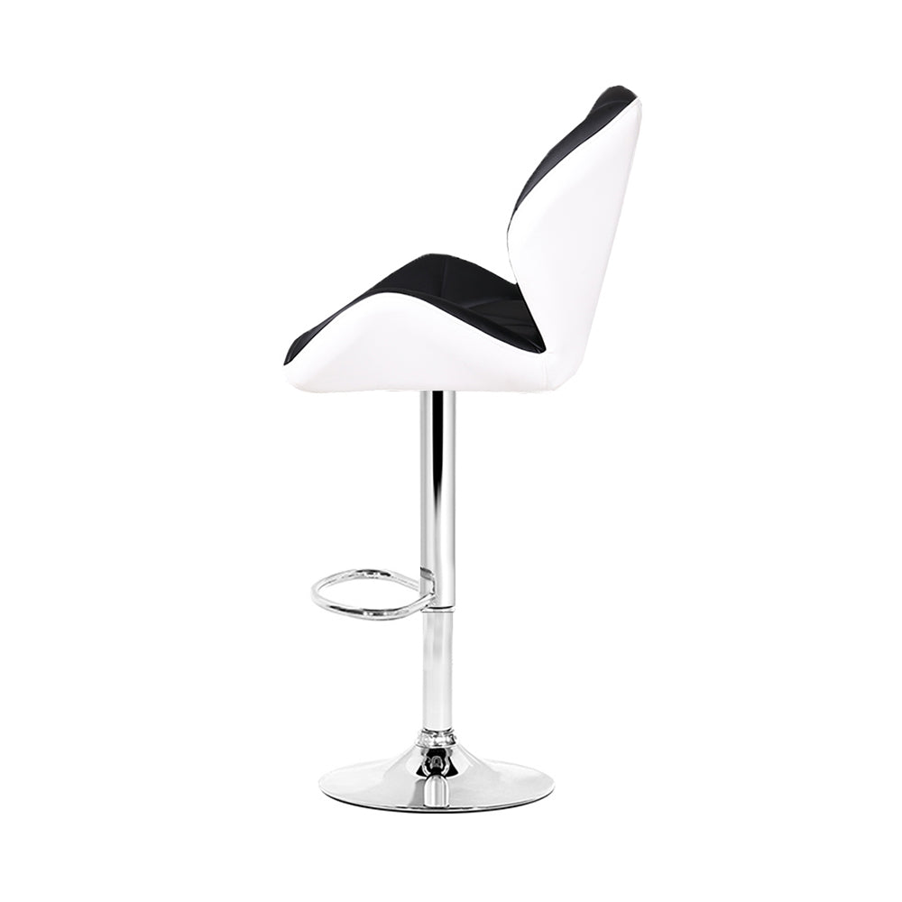 Set of 2 Exeter Kitchen Bar Stools - White, Black & Chrome