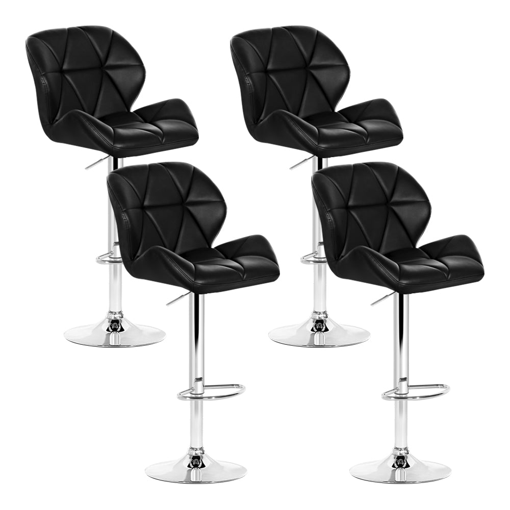 Set of 4 Exeter Kitchen Bar Stools - Black & Chrome