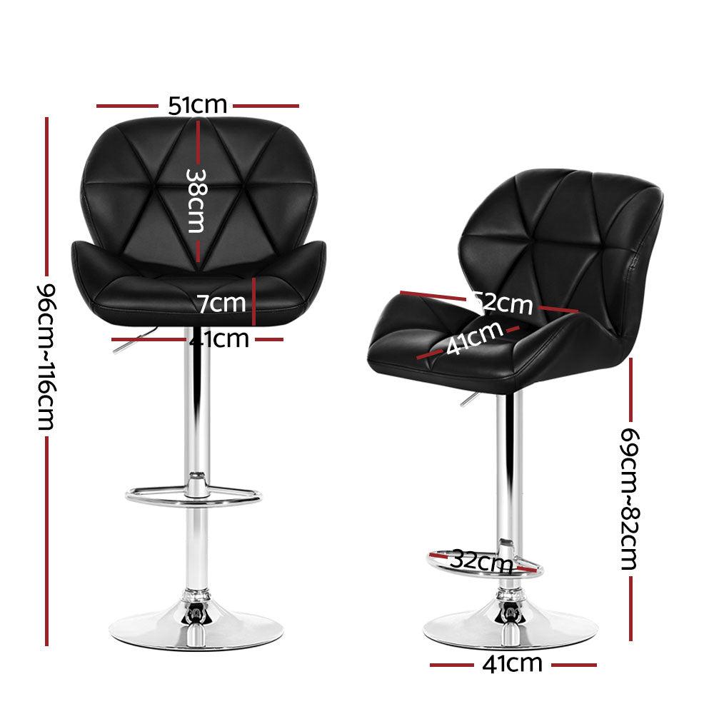 Set of 4 Exeter Kitchen Bar Stools - Black & Chrome