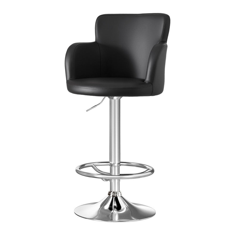 Dolisie Leather Bar Stools Swivel Adjustable Gas Lift PU Counter Chairs - Black