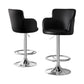 Set of 2 Dolisie Leather Bar Stools Swivel Adjustable Gas Lift PU Counter Chairs - Black