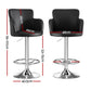 Set of 2 Dolisie Leather Bar Stools Swivel Adjustable Gas Lift PU Counter Chairs - Black