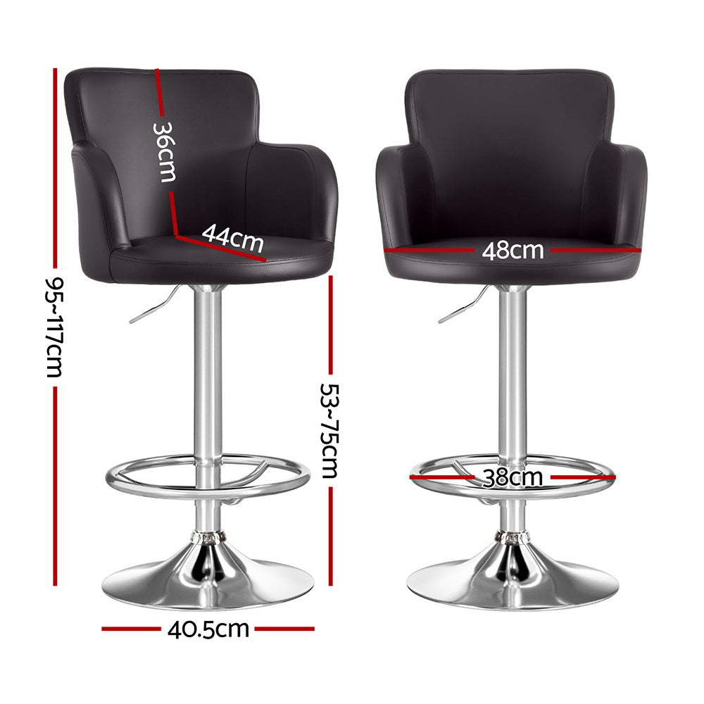Dolisie Leather Bar Stools Swivel Adjustable Gas Lift PU Counter Chairs - Brown