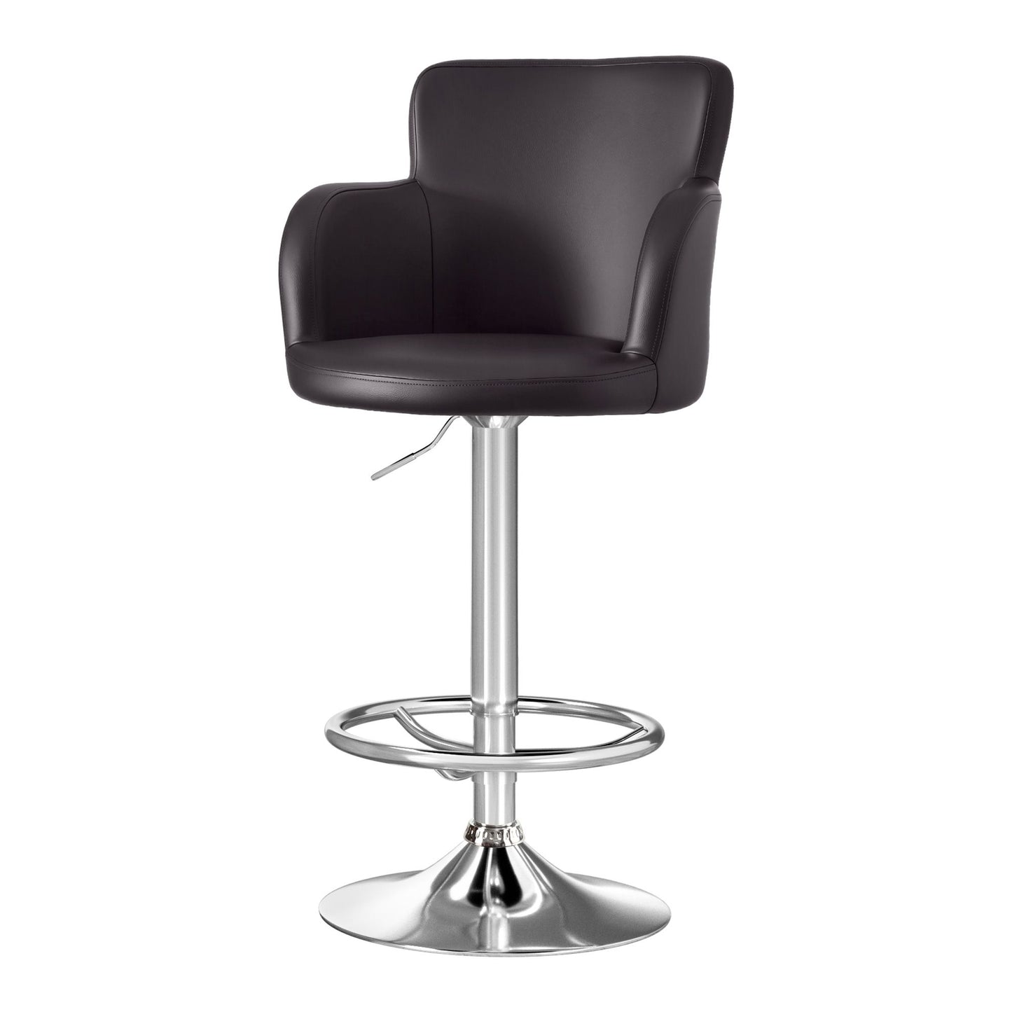 Set of 4 Dolisie Bar Stools Swivel Kitchen Chairs Gas Lift Adjustable PU Leather - Brown