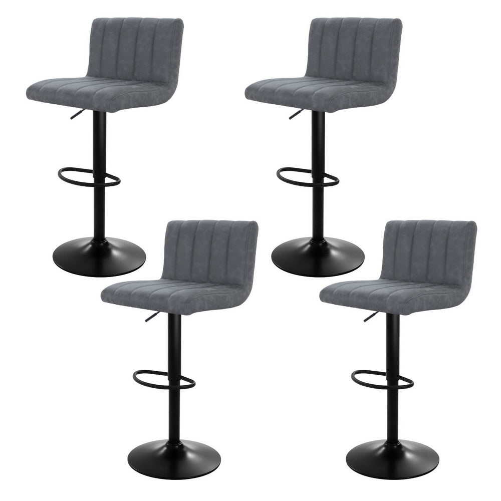 Set of 4 Palencia Bar Stools Vintage Leather Gas Lift - Grey