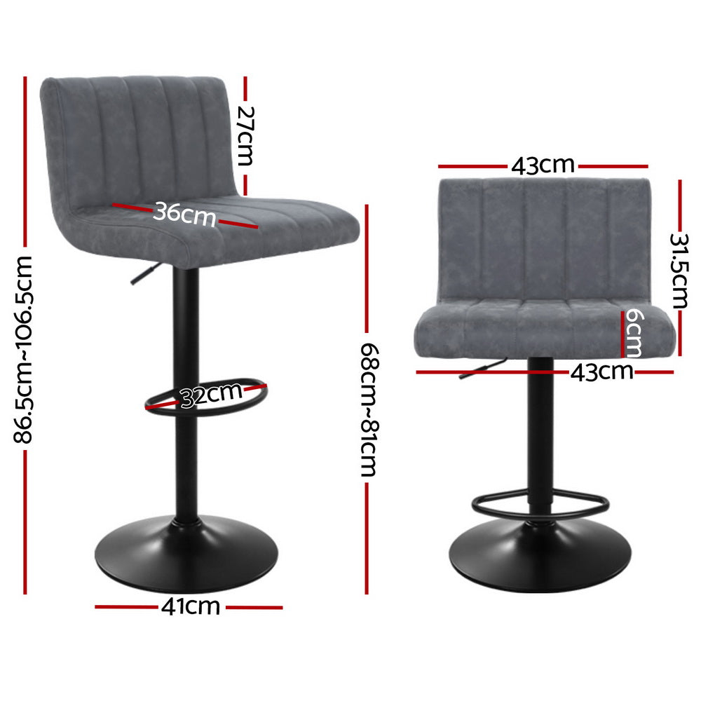 Set of 4 Palencia Bar Stools Vintage Leather Gas Lift - Grey