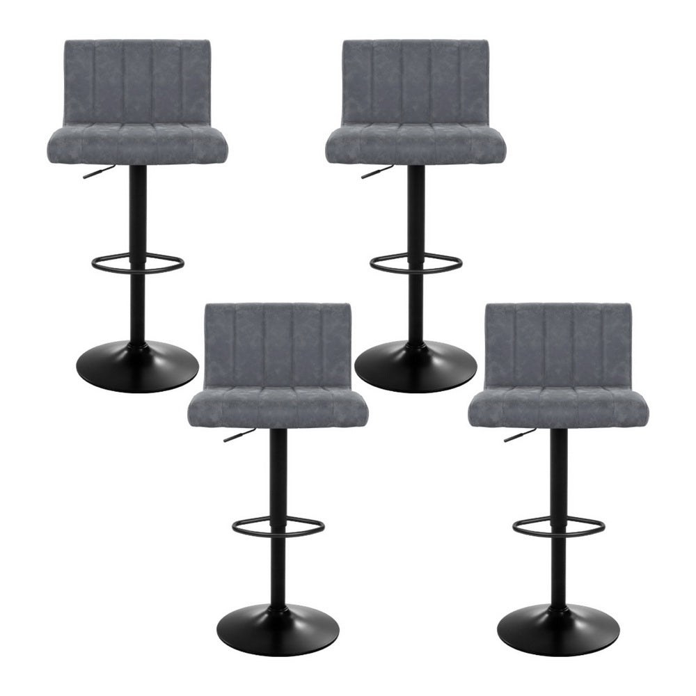 Set of 4 Palencia Bar Stools Vintage Leather Gas Lift - Grey