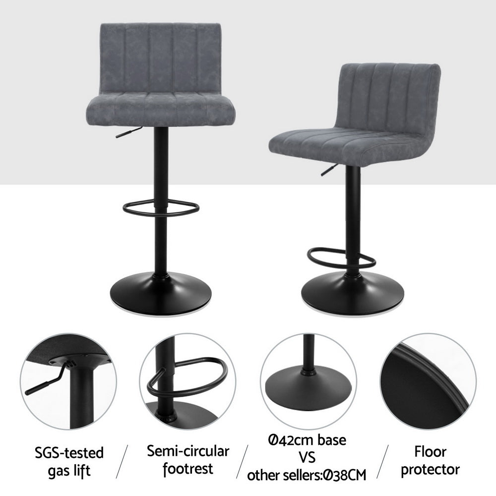 Set of 4 Palencia Bar Stools Vintage Leather Gas Lift - Grey
