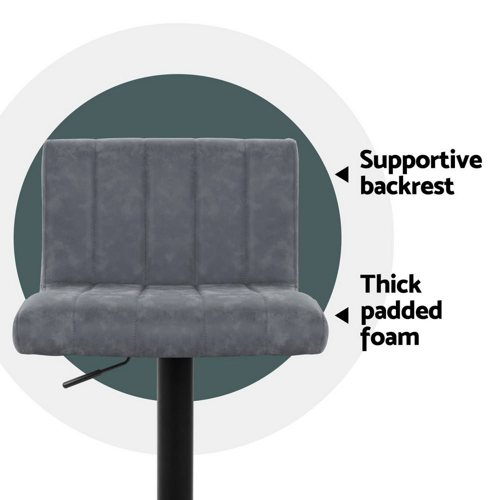 Set of 4 Palencia Bar Stools Vintage Leather Gas Lift - Grey