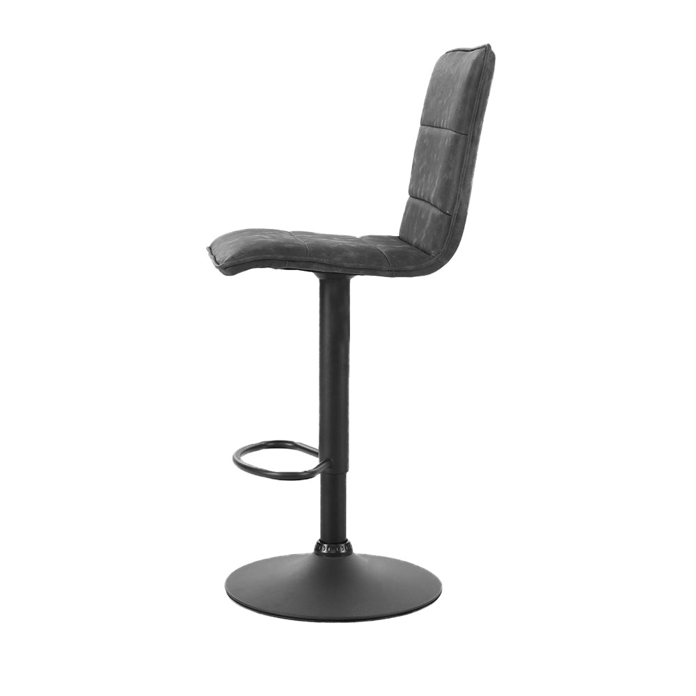 Set of 2 Almere Bar Stools PU Leather Smooth Line Style - Grey & Black