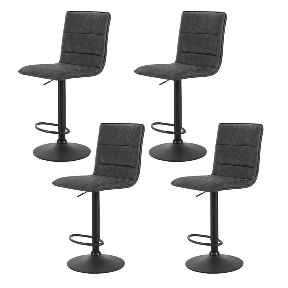 Set of 4 Almere Bar Stools Gas Lift Vintage Leather - Grey
