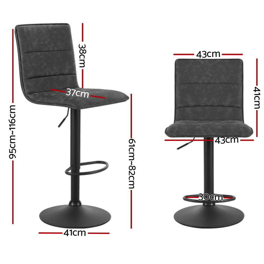 Set of 4 Almere Bar Stools Gas Lift Vintage Leather - Grey