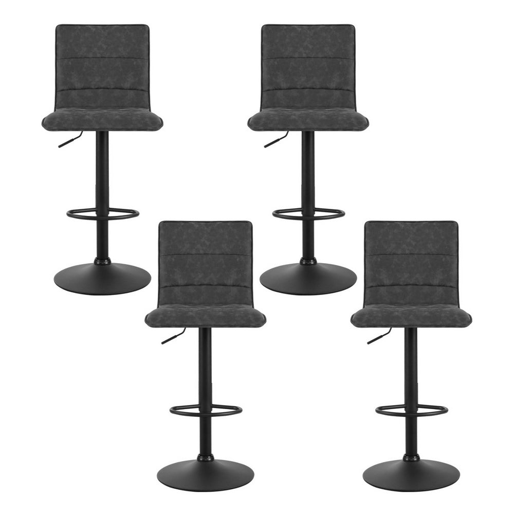 Set of 4 Almere Bar Stools Gas Lift Vintage Leather - Grey