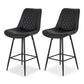 Set of 2 Goris Bar Stools Kitchen Dining Chair Counter Stool Diamond PU Leather - Black