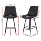 Set of 2 Goris Bar Stools Kitchen Dining Chair Counter Stool Diamond PU Leather - Black