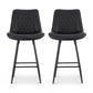 Set of 2 Goris Bar Stools Kitchen Dining Chair Counter Stool Diamond PU Leather - Black