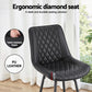Set of 2 Goris Bar Stools Kitchen Dining Chair Counter Stool Diamond PU Leather - Black