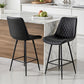 Set of 2 Goris Bar Stools Kitchen Dining Chair Counter Stool Diamond PU Leather - Black