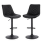 Set of 2 Goris Bar Stools Kitchen Swivel Gas Lift Counter Chair Diamond Leather - Black