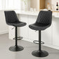 Set of 2 Goris Bar Stools Kitchen Swivel Gas Lift Counter Chair Diamond Leather - Black