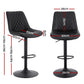 Set of 4 Goris Bar Stools Kitchen Swivel Gas Lift Counter Chair Diamond Leather - Black