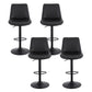 Set of 4 Goris Bar Stools Kitchen Swivel Gas Lift Counter Chair Diamond Leather - Black